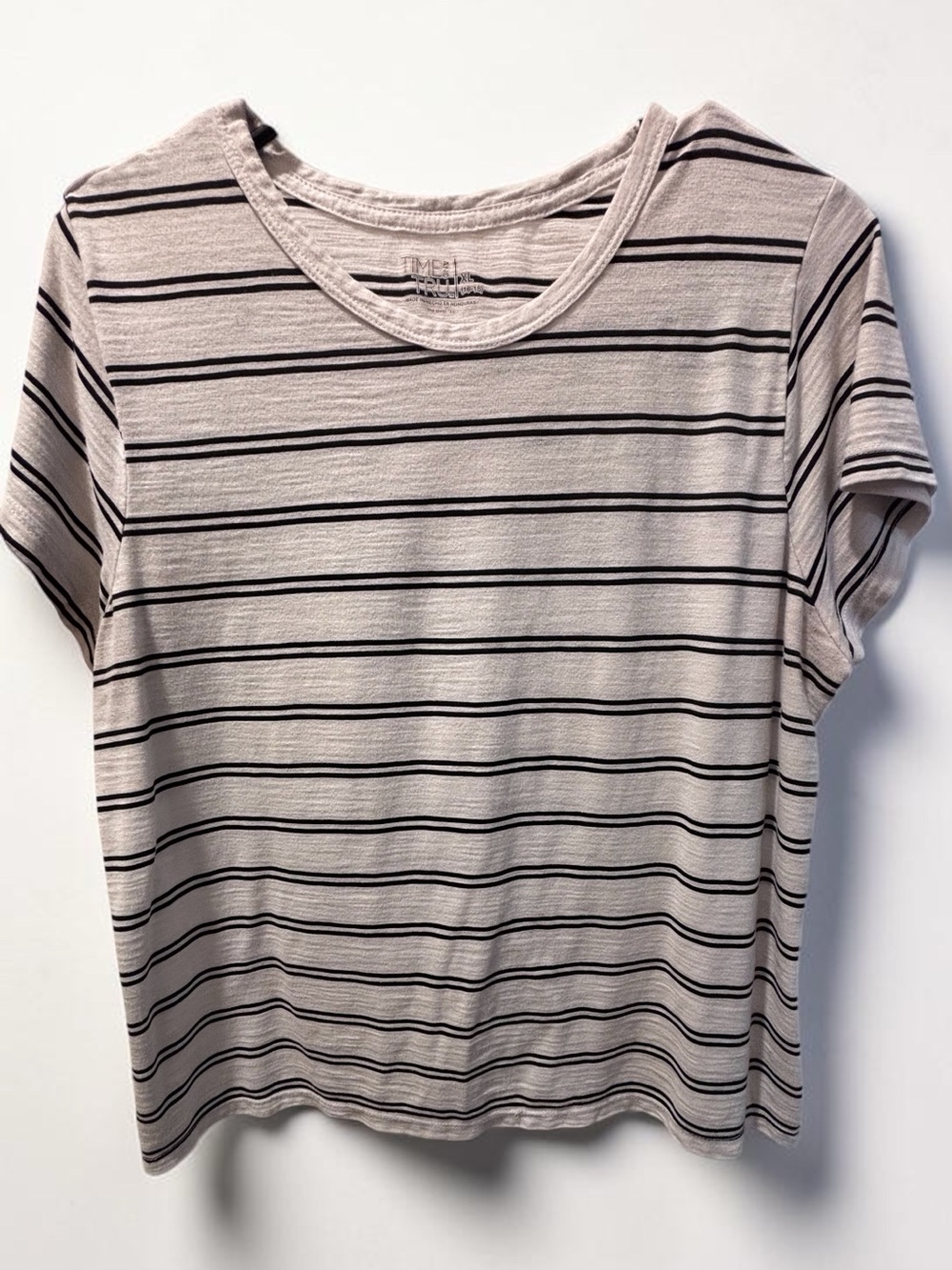 🎉 (Women’s XL) Time and Tru Black + White Striped Short Sleeve Crewneck Tee